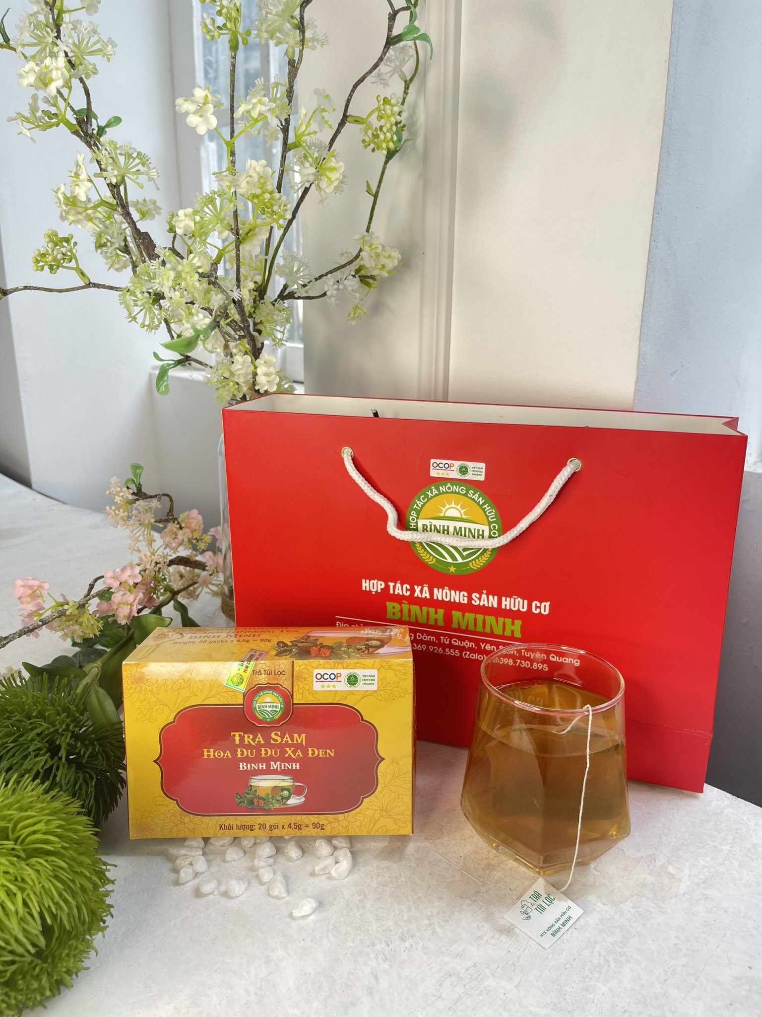 Trà sâm hoa đu đủ xạ đen Bình Minh (OCOP 3 sao)